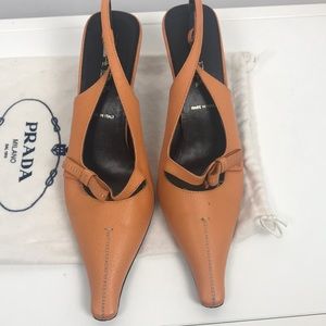 Prada slingback kitten heels, light orange 36 1/2/ US Size 6